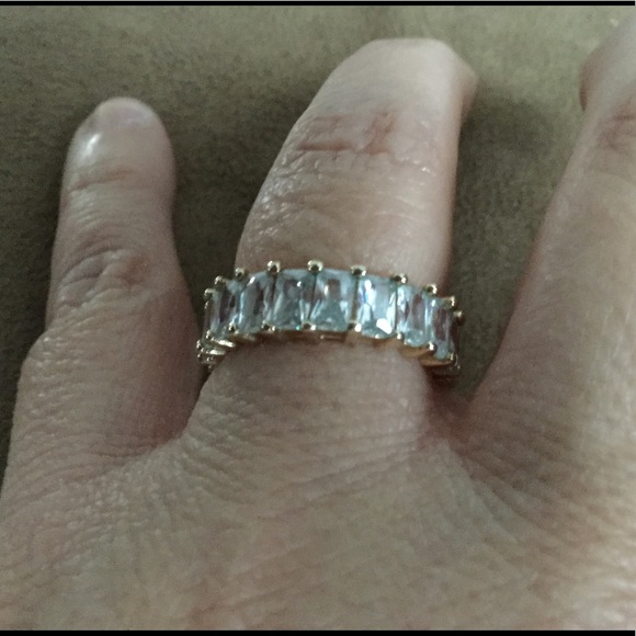 18K Gold-Plated Brass, Emerald Cut CZ Ring, New! - Picture 6 of 6